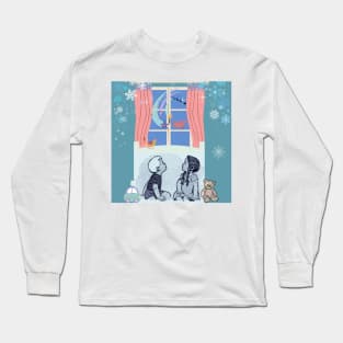 MERRRY CHRISTMAS EVE  WINDOW STARS BIRDS CHILDREN Long Sleeve T-Shirt